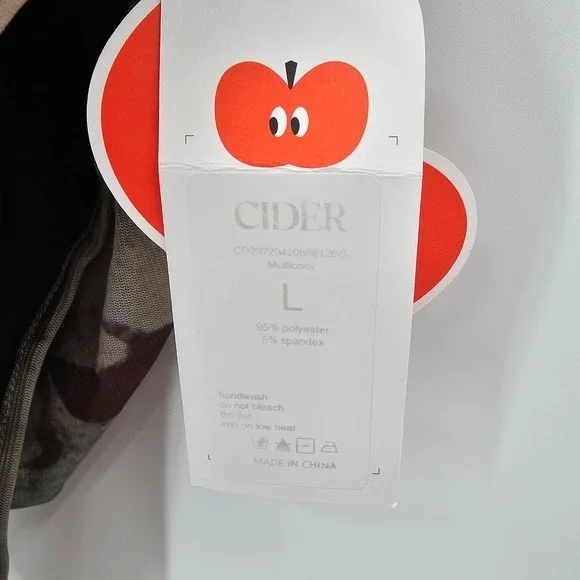 Cider Womens Abstract Portrait Graphic Mesh Bodysuit Ruched Brown Olive Large - Picture 3 of 11